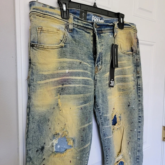 NWT PREME Mens Distressed Destroyed Denim Jeans Streetwear 38 / 34 - Picture 2 of 13